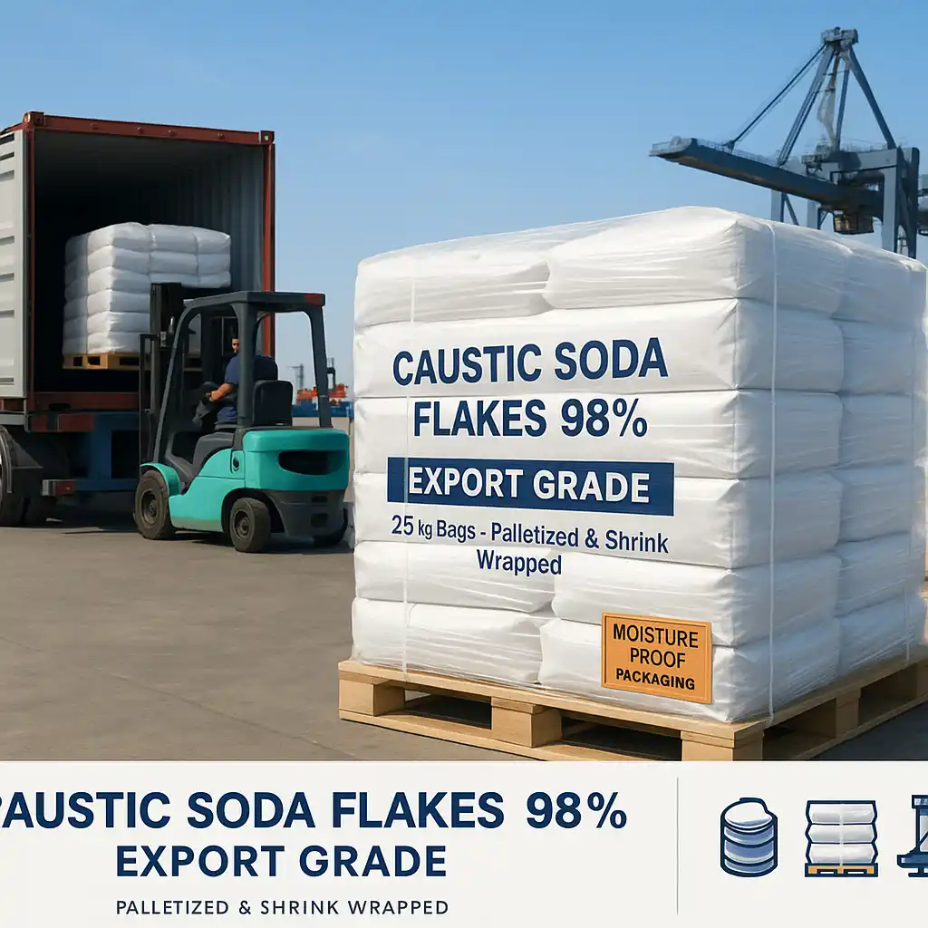 لجستیک و بسته‌بندی هیدروکسید سدیم 98%